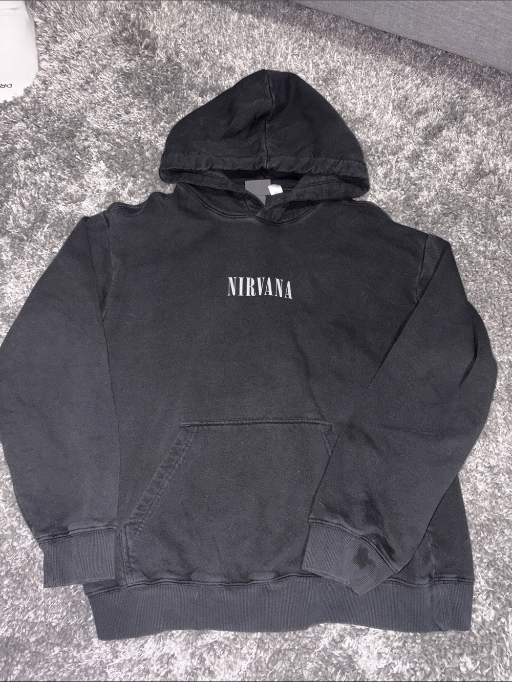 NIRVANA Black Crewneck Hoodie with White Logo